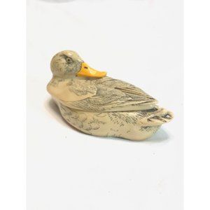 Y2K Vintage revival craved engraved soap stone mallard duck dragonfly trinket